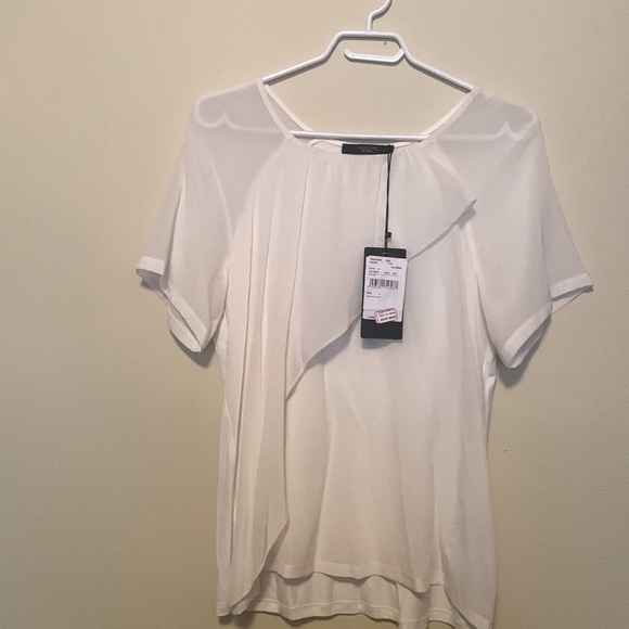 Weekend Max Mara size 12 ivory distressed fabric short cuffed sleeves - Picture 5 of 5